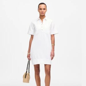 Madewell Denim Pop Over Dress Pure White Size Large